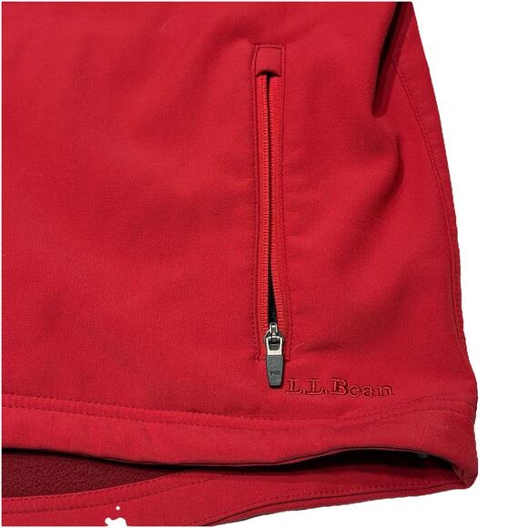 LL Bean Jacket Men's Large Red Soft Shell Full Zip Fleece Lined Outdoor Hiking - Picture 4 of 13
